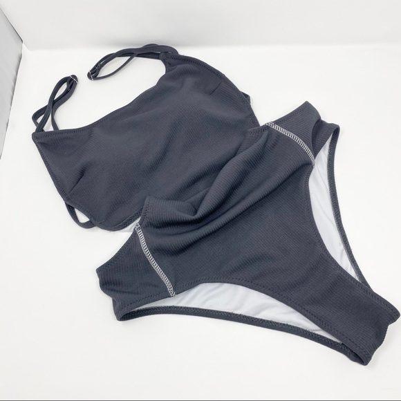 Cupshe Swim Cupshe One Piece Swimsuit Gray Small New Cut Out Sides Poshmark